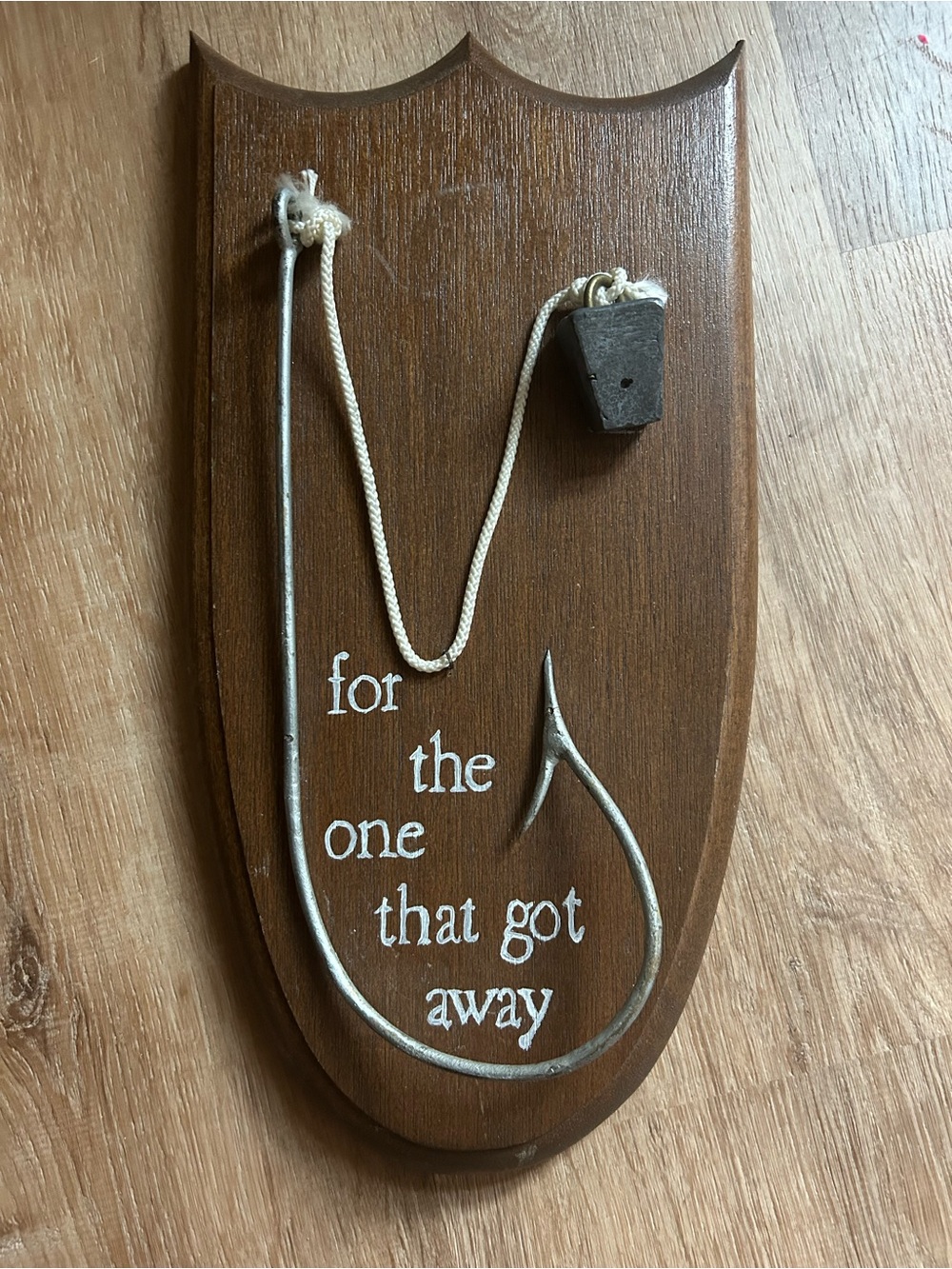 Brown Fishing Hook Wall Plaque – 'For the One That Got Away'
